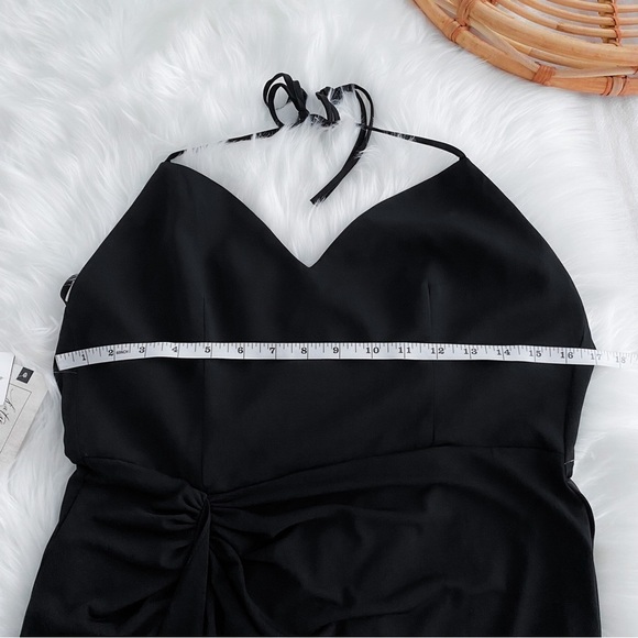 Katie May Ringleader Dress in Black Midi Slit Halter Neck Sleeves Gown NEW - Picture 12 of 15